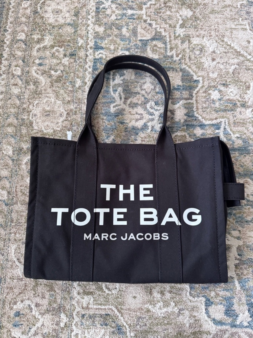 Marc Jacobs Black Canvas 'The Tote Bag' with White Logo